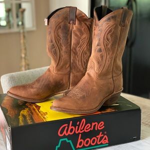 New Men’s Brown Leather Cowboy Boots